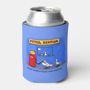 Funny sea gulls petrel cartoon humour can cooler