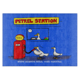 Funny sea gulls petrel cartoon humour cutting board