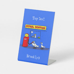 Funny sea gulls petrel cartoon humour pedestal sign