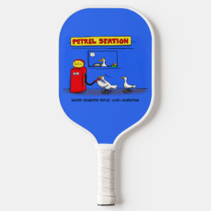 Funny sea gulls petrel cartoon humour  pickleball paddle
