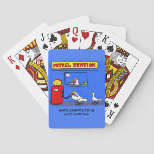 Funny sea gulls petrel cartoon humour playing cards