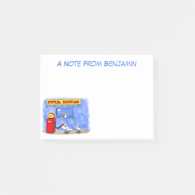 Funny sea gulls petrel cartoon humour post-it notes (Front)