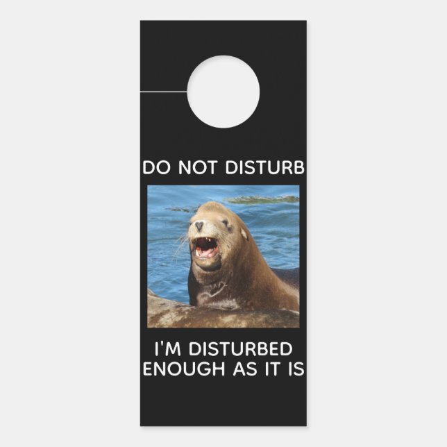 Funny Sea Lion Do Not Disturb Door Hanger (Front)