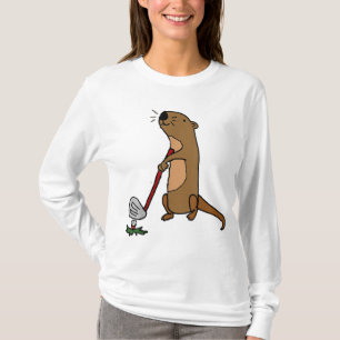 Funny Sea Otter Playing Golf T-Shirt