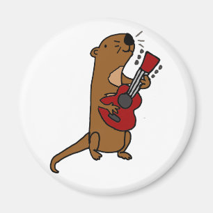 Funny Sea Otter Playing Guitar Magnet