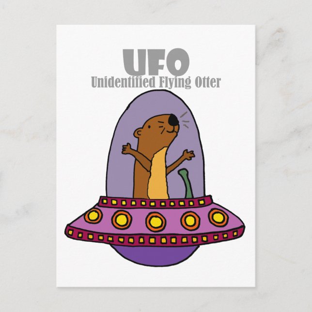 Funny Sea Otter UFO unidentified flying otter Postcard (Front)