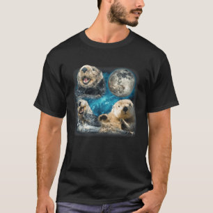 Funny Sea Otters With The Moon Meme Animal For Fam T-Shirt