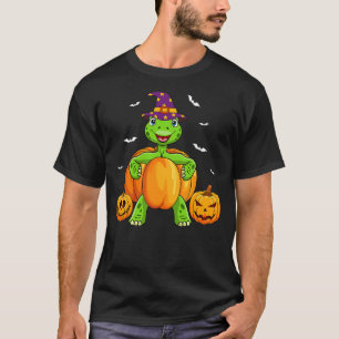 Funny Sea Turtle Witch Hat Pumpkin Halloween Ocean T-Shirt