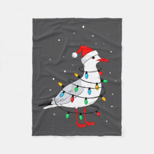Funny Seagull Bird Christmas Animal Lover  Fleece Blanket