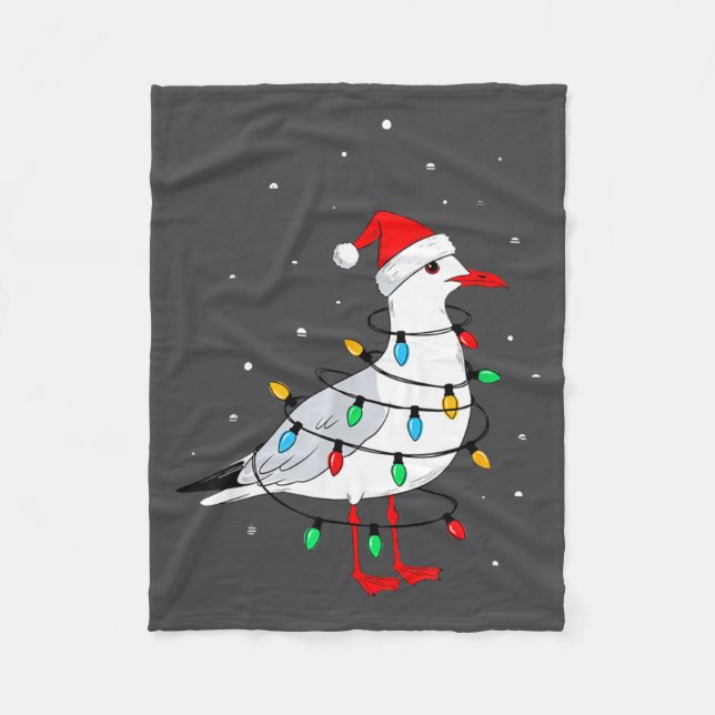 Funny Seagull Bird Christmas Animal Lover  Fleece Blanket (Front)