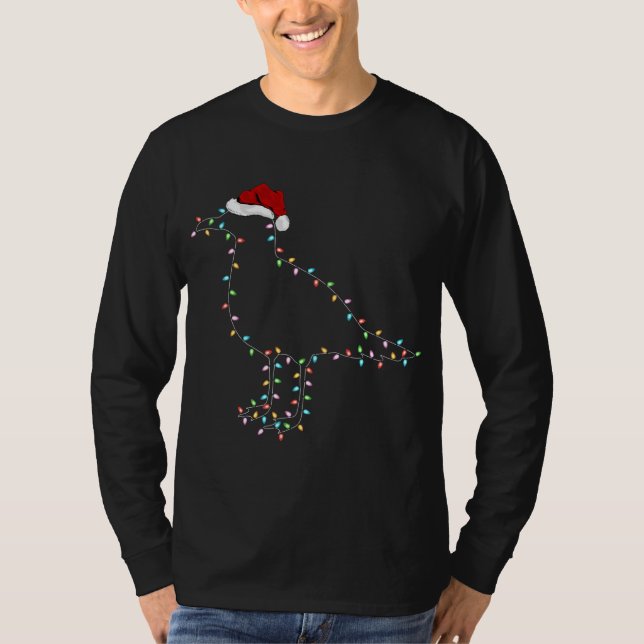 Funny Seagull Bird Xmas Lighting Santa Hat Seagull T-Shirt (Front)