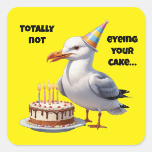 Funny Seagull Cake Joke – Totally Innocent! Square Sticker