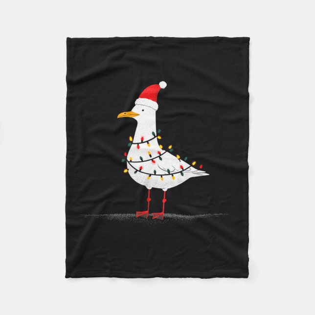 Funny Seagull Christmas Graphics Animal Lights Lov Fleece Blanket (Front)