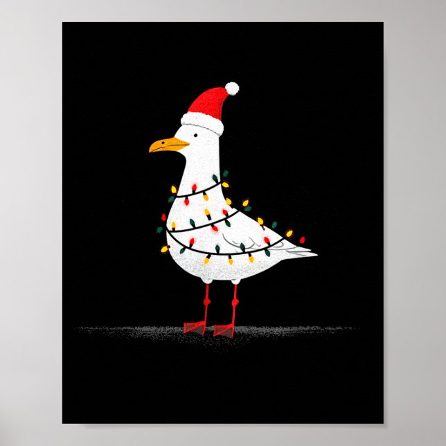 Funny Seagull Christmas Graphics Animal Lights Lov Poster (Front)