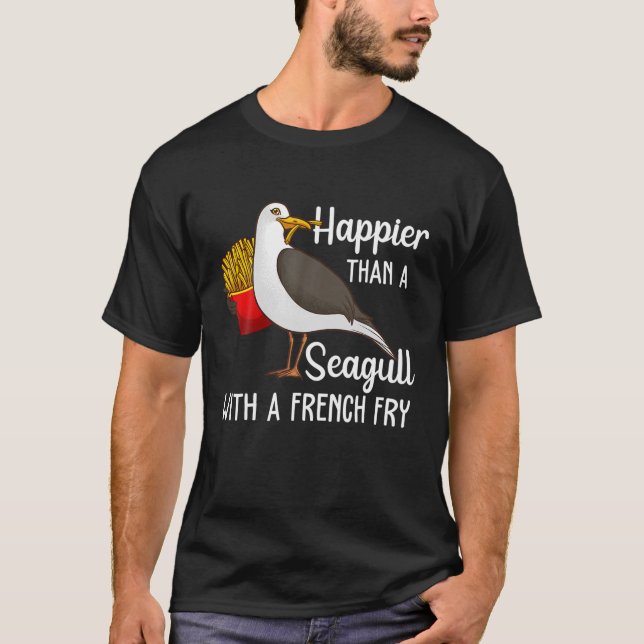 Funny Seagull French Fries Art Men Women French Fr T-Shirt (Front)
