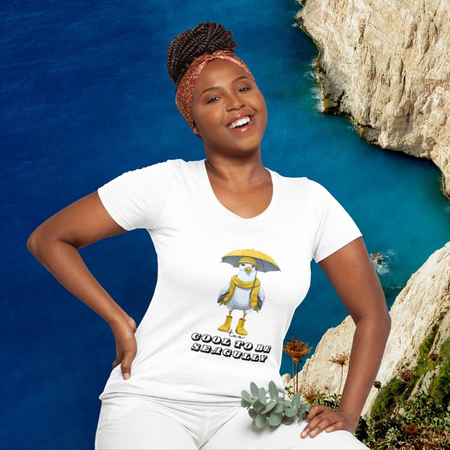 Funny Seagull in Rain Boots – Beach Humour Tri-Blend Shirt (Creator Uploaded)