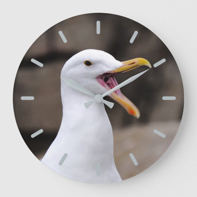 FUNNY Seagull Large Clock (Front)
