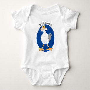 Funny seagull with French fries cartoon Baby Bodysuit