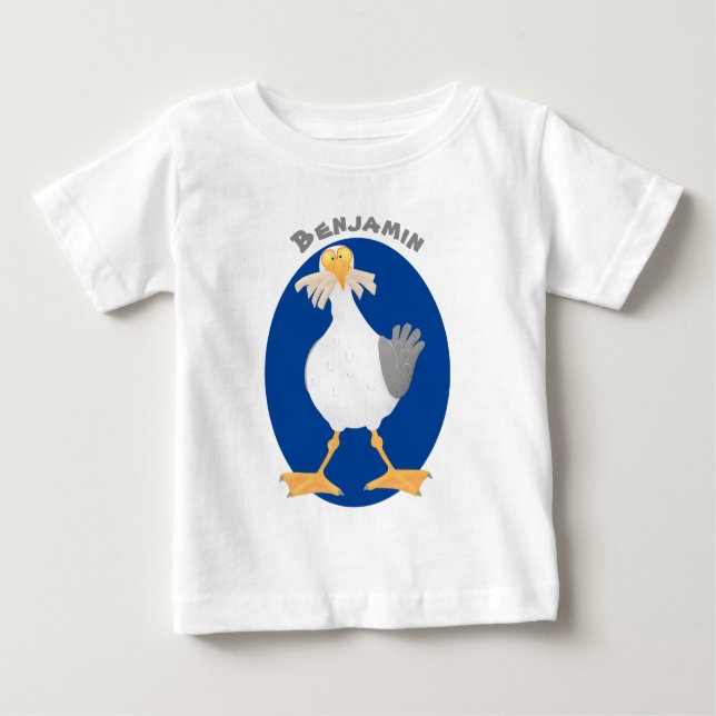 Funny seagull with French fries cartoon Baby T-Shirt (Front)