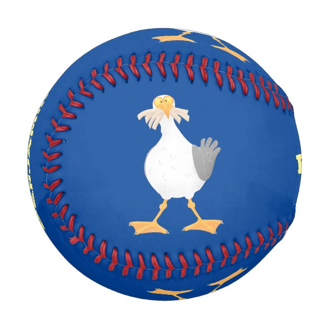 Funny seagull with French fries cartoon Baseball (Front Left)
