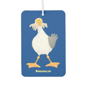 Funny seagull with French fries cartoon Car Air Freshener
