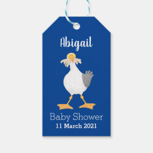 Funny seagull with French fries cartoon Gift Tags