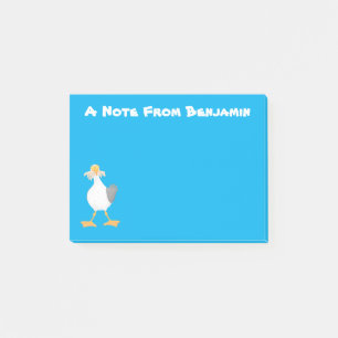 Funny seagull with French fries cartoon Post-it Notes