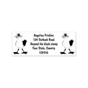 Funny seagull with French fries cartoon Rubber Stamp