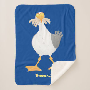 Funny seagull with French fries cartoon  Sherpa Blanket