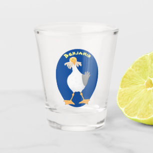 Funny seagull with French fries cartoon Shot Glass