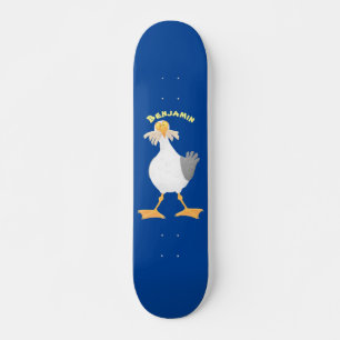 Funny seagull with French fries cartoon Skateboard