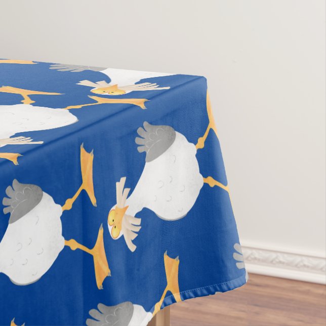 Funny seagull with French fries cartoon Tablecloth (In Situ)