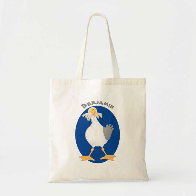 Funny seagull with French fries cartoon Tote Bag (Front)