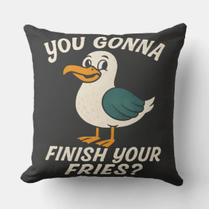 Funny Seagull "You Gonna Finish Your Fries?" Beach Cushion