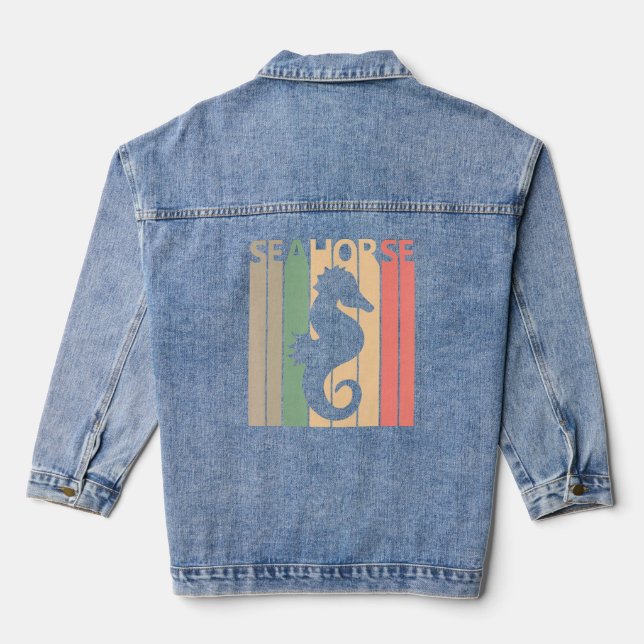 Funny Seahorse Costume  Denim Jacket (Back)