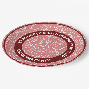 Funny Seamless Pattern Abracadabra White On Pink Paper Plate