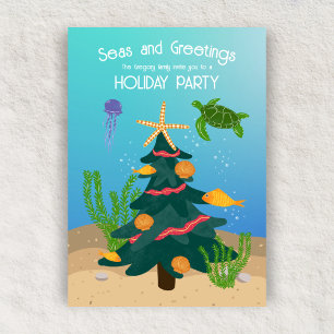 Funny Seas and Greetings Ocean Nautical Holiday Invitation