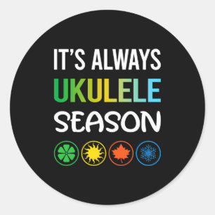 Funny Season Ukulele Classic Round Sticker