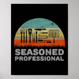 Funny Seasoned Professional Barbecue Pun  Poster