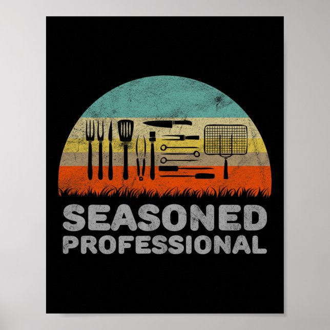 Funny Seasoned Professional Barbecue Pun  Poster (Front)