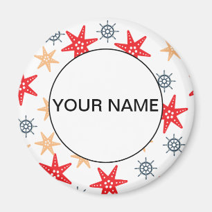 Funny Seastars And Steerwheels Pattern Magnet