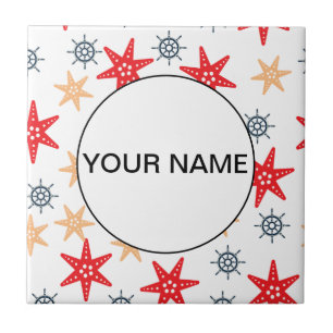 Funny Seastars And Steerwheels Pattern Tile