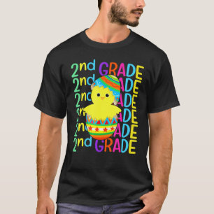 Funny Second Grade Chicken Crack The Egg Easter Da T-Shirt