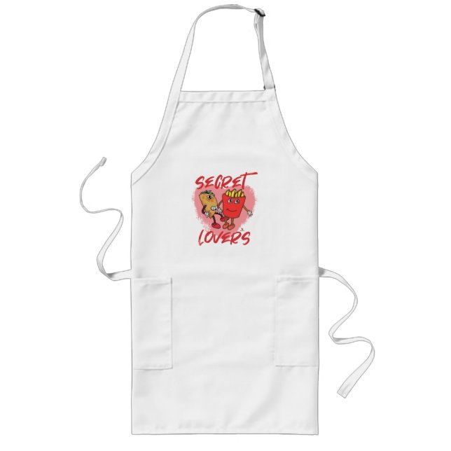 Funny Secret Lovers Taco and Fries Cartoon  Long Apron (Front)