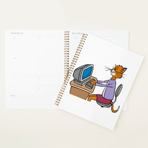 Funny Secretary Cat Cartoon Office Humor  Planner
