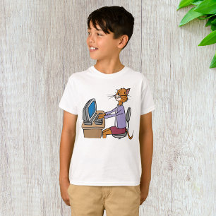 Funny Secretary Cat Cartoon Office Humor T-Shirt