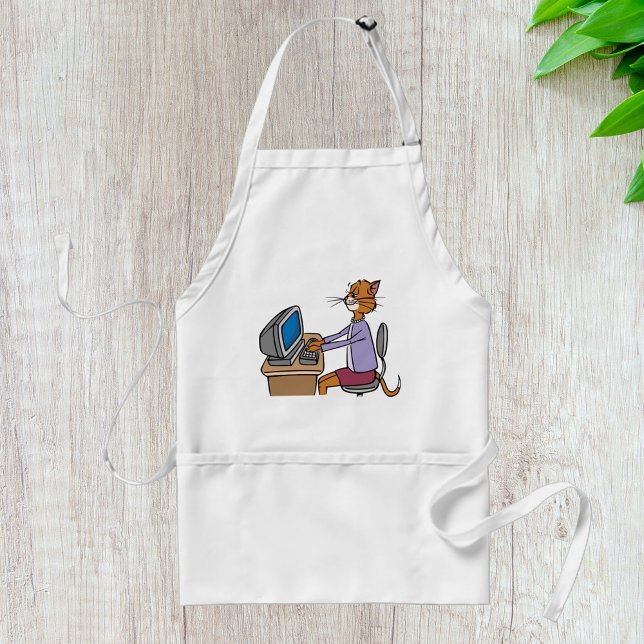 Funny Secretary Cat Cartoon Office Humour  Standard Apron (Creator Uploaded)