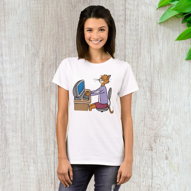 Funny Secretary Cat Cartoon Office Humour  T-Shirt (Creator Uploaded)