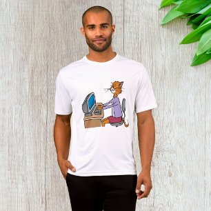 Funny Secretary Cat Cartoon Office Humour T-Shirt