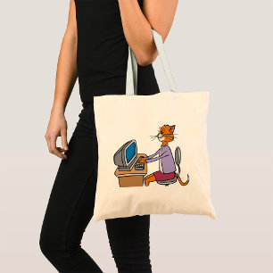 Funny Secretary Cat Cartoon Office Humour  Tote Bag